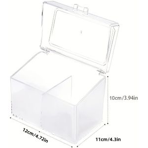 Een wattenstaafjes opbergdoos, een acryl tissue box voor schoonheidssalons, een make-up doos, een make-up remover tissue box, gemaakt van plastic, met compartimenten en een stofkap.
