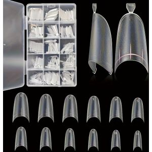 Medium Ovale Nageltips, 320 stuks Zachte Gel X Nageltips Ovaal Rond Mat Kunstnagels Halfbedekte Acryl Nageltips 12 Maten Geschikt voor Nagelverlenging, Gel Nagels