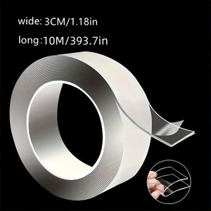 10m/32.7ft Roll Of Nano Dual-sided Tape - Strong, Transparent Adhesive For Use, Washable & Residue-free On Plastic, Wood, Glass, Stone, Metal, 1cm/39.37in Wide, Nano Heavy Duty Dual-sided Tape