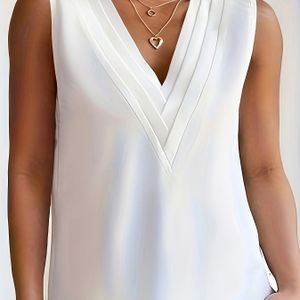 Vrouwen Elegante V-Hals Mouwloze Vest met Kruisfront - Zomer Kleur, Machinewasbaar, Mode Casual en Formele Dracht, Dagelijks | Gladde Textuur