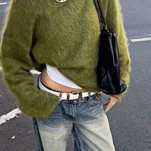 Dames Oversized Trui - Zachte Groene Pullover, Lange Mouw Ronde Hals Trui voor Dagelijkse & Formele Outfits - Knusse Herfst/Winter Trui voor Dames