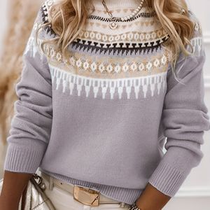 Vrouwelijke Casual Crew Neck Lange Mouw Pullover Trui, Acryl Gebreid , met , voor Herfst/Winter Collectie