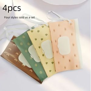 4pcs Portable Wipes Cases - Reusable Eva Travel Pouches With , -handed Opening, Hook-and-loop Loop For Strollers & Home Use