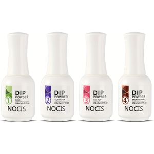 4- Dip Powder Nagelset: 20ml Essentiële Set met Basis- & Toplaag, Activeraar en Borstelbeschermer - Geurloze Acryl Manicure voor Handen, Voeten & Nagels, Nagelaccessoires