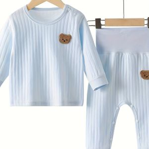 0-3 Jaar Oud, Pure , Niet-Verwijderbare High Waist Buik voor Baby' de Lente en Herfst, Cartoon Beer Groep, Warme Herfst- en Winter Set met, voor Buiten