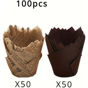 100pcs Tulip Cupcake Liners Baking Cups Muffin Liner Grease-proof Paper Cupcake Wrappers For Wedding, Birthday Party