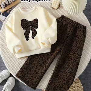 1 stuk 'Luipaardprint Strik & Lint Grafisch Sweatshirt - Losse Casual Crewneck Trui, Wasmachinebestendige Top, Speelafspraken & Casual Kleding - Lente/Herfst Outfits