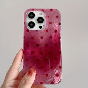 Adorable Ombre Heart Phone Case In Raspberry Red With Cute Dots, Suitable For Iphone Models 12 To 16 Pro Max, Perfect Gift For A , Made Of Soft Silicone.