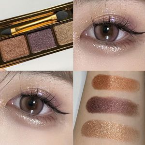 Metaalkleurige Shimmer Oogschaduw Palet: 3 Kleuren, Waterdicht, Zweetbestendig, Langdurig, Geschikt voor Beginners