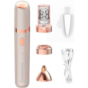 Conduroma 3-in-1 Elektrische Epilator & Gezichtstrimmer met Ingebouwde LED-Licht - Oplaadbare Batterij, Roestvrijstalen Mes, Ergonomisch Ontwerp voor Vrouwen