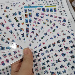 12 stuks Disney Stitch 3D Cartoon Nagelsticker Set
