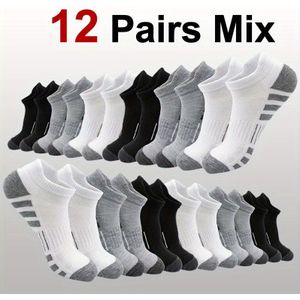 12/6 Heren Basketbal Sport Sokken Modieuze Zwart Wit Grijs Hardloop Mesh Zweetabsorberende Ademend Vrijetijds Sport Sok