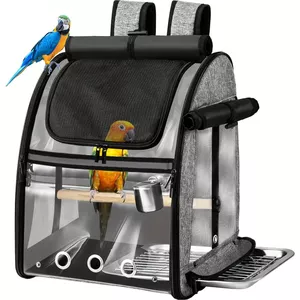 Eeneme Transparante Vogelrugzak – Reiskooi Met Zitstok, Ventilatiegaten En Afneembare Bodem, Geschikt Voor Papegaaien En Andere Kleine Huisdieren