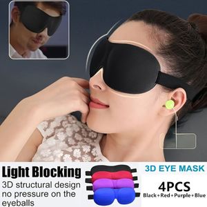 4 Kleuren Zwart, , Bordeauxrood, Koningsblauw 3D Slaapmasker Set met Aanpasbare Band – Ideaal voor Dutjes, Yoga, Reizen en Thuisgebruik – Cadeaus voor Mannen en Vrouwen