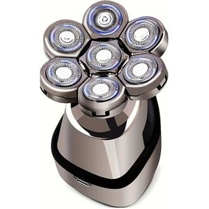 1pc Elektrische Haartrimmer voor Heren, 7 Draaiende Messen, Nat/ & Kop Scheerapparaat, USB Oplaadbare Lithiumbatterij, LED Display, Draadloze Haarverdeler