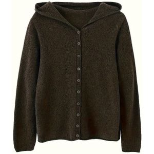 1pc Elegant Women's Cardigan - Hooded Open Front Trui met Vorderknopen, Kleur Lange Mouw, Zacht Comfortabel Warm, Veelzijdig voor Herfst en Winter