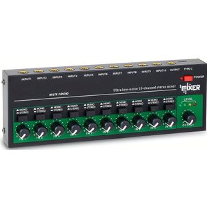 10-Kanaals Mixer Multikanaals Audioprocessor Laaggeluid Stereo Mono-Mixer Zonder Voeding