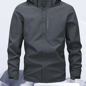 Heren Lichtgewicht Capuchonjas - Duurzame Polyester Windjack met Ritssluiting, Pasvorm voor Wandelen, Kamperen & Casual Buitenkleding, Machinewasbare Schaaljas, Kampeeruitrusting