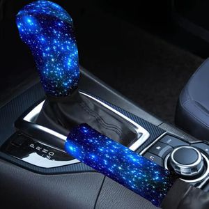 2pcs Universal Car Shift Knob And Covers, Blue Pattern, Dustproof Polyester Fiber, With Car Interior Accessories For Suvs And Vehicles