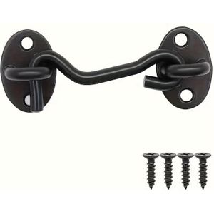 Sturdy 4-inch Golden Metal Latch, In Black Or Silvery - With Screws, Suitable For Doors, Windows, Cabinets, And Boxes