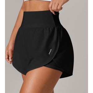[yoga Activewear] Women' Shorts - Casual & Loose-fit, High-waisted With Ruffle Detail, Stretchy Polyester-elastane Blend, Machine Washable, Spring/summer/fall