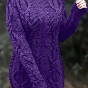 Vrouwen Plus Size Elegante Hoge Nek Trui - Kleur Lange Mouw Pullover, Zachte Warme Herfst Winter Tops, Comfortabele Casual & Formele Kleding, Dames Sweaters, Kwalitatieve Comfortabele Kleding