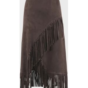 Vrouwen Elegante Kleur Asymmetrische Kwast Hoge Taille Middellange Rok