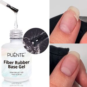 PUENTE 15ml Snelle Bouw Glasvezel Gel voor Gebroken Nagels, Heldere Glasvezel Rubber Polish voor Nagelversterking & Constructie, Hypoallergene, Alcoholvrij, Soak Off Nagellak