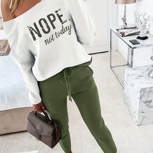 Casual Tweedelige Set met Lange Mouwen T-shirt en Verlengde Broek