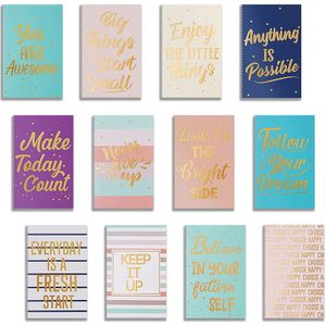 12pcs Mini Colorful Motivational Notebooks - Inspirational Journals, Small Pocket Notepads For School, Office, Teacher Gifts, Bulk Prizes, Travel Supplies