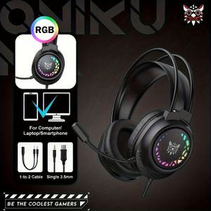 ONIKUMA Professionele Bedrade Hoofdtelefoon Gaming Headset met RGB Licht, Ruisonderdrukkende Microfoon en Stereokoptelefoon voor PC PS4 PS5 Computerspellen