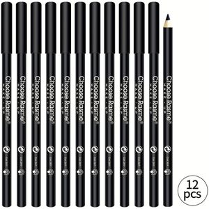12 stuks langdurige, vlekbestendige zwarte eyeliner potloodset, waterdichte oogmake-up potloden, intens pigment, eenvoudige glijdformule