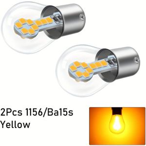 2 stuks 12V 1156 LED-buizen Omkeerlichten 1141 1003 7506 Ba15s Wit Geel Rood Superhelder voor Auto Backup Omkeer Rem Achterkant Parkeren Koplampen Plug and Play, zonder batterij