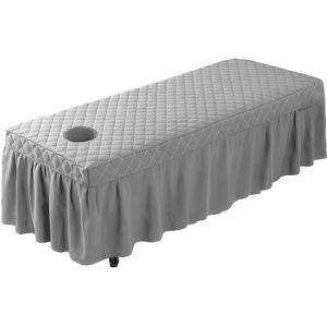 Massagetafelhoes met Gezichtsgat - Zacht Gepolsterd Spa Bedlaken met Rok voor Schoonheidssalon & Thuisgebruik, Antislip