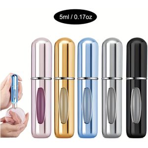 5 stuks Navulbare Parfumverstuiver, Draagbaar Lekdicht Metalen Spuitflesjes voor Reizen - Eenvoudig te Gebruiken met Pomp, Geschikt voor Parfum, Olie & Vloeistoffen