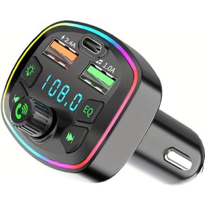 met Draadloze FM-transmitter, Dubbele USB+1 Type-C Poort, Beantwoord Oproepen, Muziek, Sfeerverlichting, Universeel 12V-24V Model, Zonder Batterij