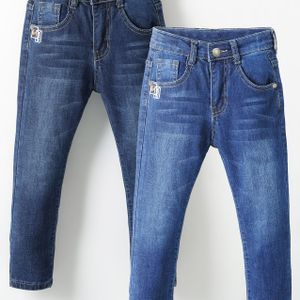 Stijlvolle Geborduurde Denim Broek Set van Twee, Dagelijkse Outfit, Casual Kleding, Moderne Mode, Medium Stretch Stof, Duurzame Kleding, Regular Fit Jeans, Tweepartige Broeken, Schoolleeftijd