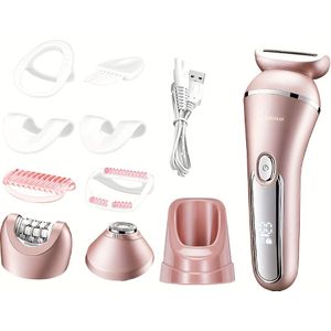 Hatteker Elektrische Scheerapparaat voor Vrouwen USB Oplaadbaar met Afneembare Kop 3in 1 Dames Epilator Elektrische Scheerapparaat Kit Haarverwijderaar voor Gezicht Kin Arm Armpit Bikini Trimmer
