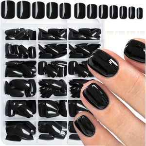 144pcs Short Square Pressed Gel Nails, Glossy Nude Fake Nails, Full Coverage Adhesive Fake Nails, Solid Color Acrylic Pressed Gel Nails For Women And Color Diy Artificial Nail Kits