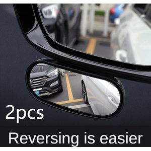 2 stuks 360° draaibare groothoek achteruitkijkspiegel, HD groot zicht doodhoeks spiegels voor alle voertuigen - ovaal vormig plat lens links