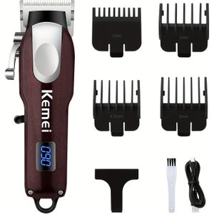 Kemei Mini Elektrische Haartrimmer, Compact en Draagbaar met LCD Digitaal Display voor Haarknippen, Oplaadbare USB Haarschaar, Graverende Hoofdkapclipper
