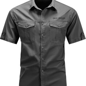 Europa en de Verenigde outdoor groepsoriëntatie + 170g katoenen stof zomer nieuwe herren casual short sleeve shirt met zakken