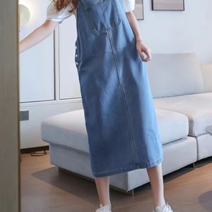 Vrouwen's Niet-Rekbare Denim-achtige Rok - Middellang, Wasbaar in de Machine voor Alledaagse en Formele Outfits, Minimalistische Casual tot Elegante Kleding voor Vrouwen