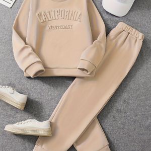 2 STUKS, Meisjes CALIFORNIA Print Outfits Comfortabele Sets Voor Lente Herfst Buitenkleding, Als Cadeau