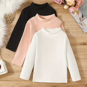 3 stuks meisjes basic truien fleece warme strakke pasvorm veelzijdige tops met lange mouwen onderhemd, meisjeskleding