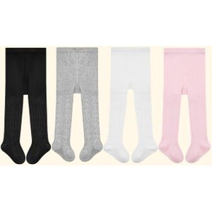 4-Pack 's Leggings - Slim-Fit Tummy Control Wit met Schattig 8- & Gedraaid Touwpatroon, Zachte Rekbare Ondoorzichtige Broeken voor (4-6M+) | Lente/Herfst Outfits, Handwasbare Kleding