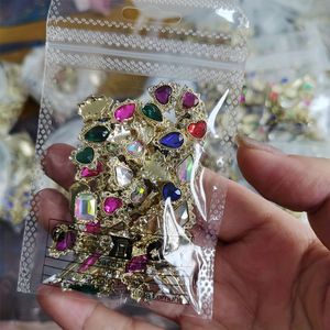 60 stuks Mix Kleur/Stijl 3D Legering Nagelkunst Rijnstenen, Luxe Glanzende Nagel Sieraden, Nagel Decoratie Accessoires voor Acrylnagels, Geurloos