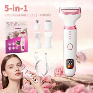 1 stuk Dames Elektrisch Scheerapparaat Set met USB, 5 Meskoppen voor Volledige Lichaamsverwijdering (Gezicht, Bikini, Oksels, Benen), Scheerapparaat, Laagspanning Ontwerp, Ideaal voor & Reizen
