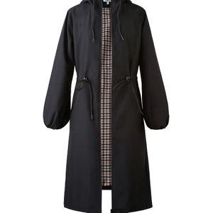 Plus Size, Elegante Dames Trenchcoat met Capuchon en Lantaarnmouwen - Lichtgewicht Winddichte Jas, Lange Rits aan de Voorkant, Pasvorm voor Lente/Herfst, Wasmachinebestendige Buitenkleding