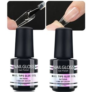 2 stuks Super Sterke Nagellijm voor Acrylnagels Nagel Tips Press on Nagels Nep Nagels Kwaliteit Salon Borstel op Nagellijm Gemakkelijke Toepassing Duurzaam en Langdurig Nagellijm
